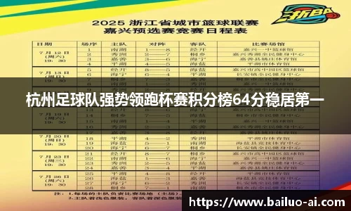 杭州足球队强势领跑杯赛积分榜64分稳居第一