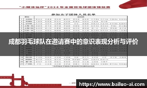 成都羽毛球队在邀请赛中的意识表现分析与评价